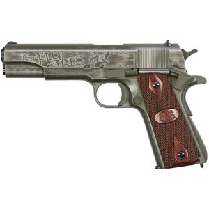 Auto-Ordnance Fly Girls WW2 1911 Semi Auto Pistol .45 ACP 5" Barrel 7 Rounds US Logo Wood Grips Two Tone Black/OD Green Worn Cerakote Finish