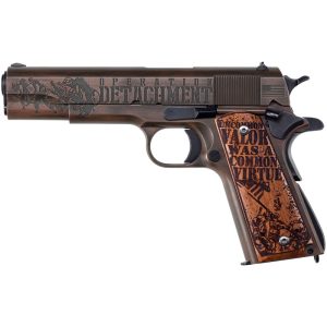 Auto-Ordnance Iwo Jima .45 ACP 1911 Semi Auto Pistol 5" Barrel 7 Rounds Engraved Wood Grips OD Green/Distressed Copper Cerakote Finish