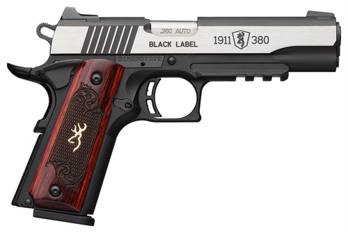Browning, 1911-380, Black Label Medallion Pro, 380 ACP, 4.25" Barrel, Black and Silver Two-Tone Color, Matte Finish, Composite Frame, Ambi Safety,...
