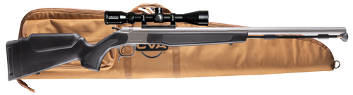 CVA Optima Scope Package 50 Caliber 26" Stainless Fluted Barrel, Drilled & Tapped Stainless Steel Receiver, Fixed Black Stock, Konus 3-9x40mm BDC,...