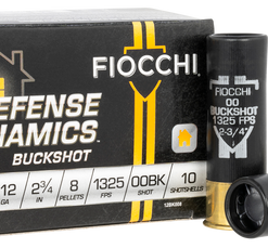 Fiocchi Defense Dynamics 12 Ga, 2.75", 8 Pellets, 00 Buck Shot, 10rd Box