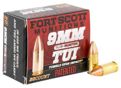 Fort Scott Self Defense 9mm, 125gr, Subsonic, Solid Copper Spun, 20rd Box