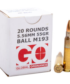Global Ordnance M193, 5.56 NATO, 55gr, Brass Case, Full Metal Jacket, 20rd Box