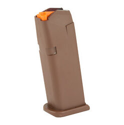 Glock 19 Magazine, 9mm, 15Rd, Cardboard Style Packaging, Flat Dark Earth, Orange Follower 47461