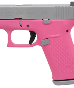 Glock 43X Subcompact 9mm, 3.41" Barrel, Silver/Prison Pink, Fixed Sights, 2x10rd Mags