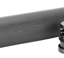 Griffin Armament Recce 5 MOD5, Suppressor, 6.2", 5.56 NATO, 17-4PH Stainless, Black High Temp Griffin Endura-Kote, 14.5oz, 1/2X28 Taper Mount...