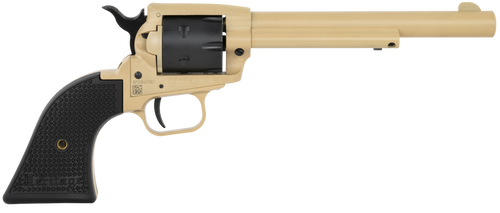 Heritage Rough Rider 22 LR, 6.50" Barrel, Sabre Sand Frame, Black Polymer Grips, 6rd