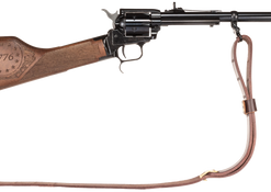 Heritage Rough Rider Rancher 22 LR, 16" Blued Barrel, Independence Day Engraved Walnut, Leather Sling, 6rd