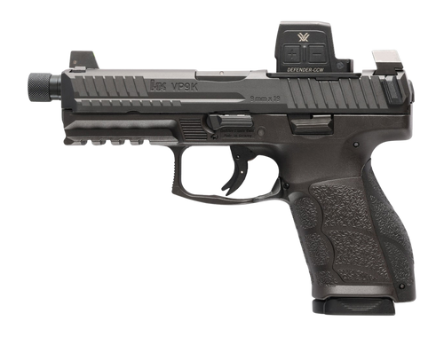 HK VP9A1 K Tactical w/Optic 9mm 15+1 4.70" Threaded Barrel, Black Polymer Frame w/Picatinny Rail, Textured Grip, Vortex CCW Dot Sight Included