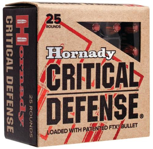 Hornady Critical Defense 380 ACP 90gr, Nickel-Plated Case, FTX, 25rd Box