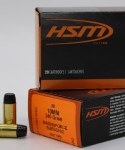 HSM 10mmAuto Subsonic 240gr Hard Cast Long Flat Nose 20 Per Box/20 Case