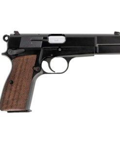 Inglis P-35 Hi Power 9mm, 4.7" Barrel, Black, Checkered Wood Grip, 15rd