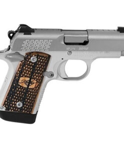 Kimber Micro 9 Stainless Raptor 9mm 6rd,3.15" Stainless Steel Slide KimPro Silver Zebrawood with Scale Pattern and Kimber logo Grip
