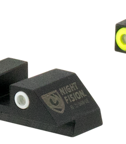 Night Fision OEM Replacement Perfect Dot Night Sight Set Square Green Tritium with Yellow Outline Front, Green Tritium with White Outline Rear...