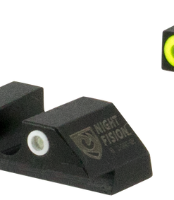 Night Fision OEM Replacement Perfect Dot Night Sight Set Square Tritium Green with Yellow Outline Front, U-Notch Green with White Outline Rear...