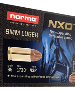 Norma Non-eXpanding Defensive 9mm, 65gr, Copper Projectile, 20rd Box