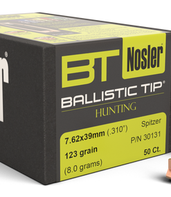 Nosler Ballistic Tip Hunting Reloading Bullets 7.62X39 123gr, Spitzer Boat Tail, 50rd/Box -NOT AMMO-