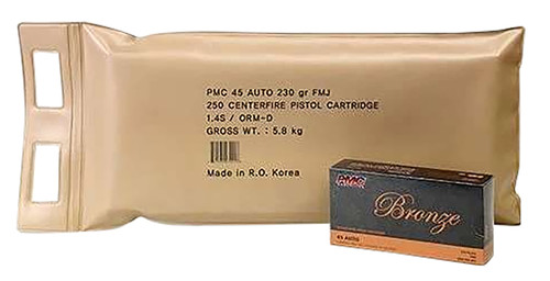 PMC Bronze Line Battle Pack 45 ACP 230 Gr, FMJ, 5x50rd Boxes, 250rd Total in a Battle Pack