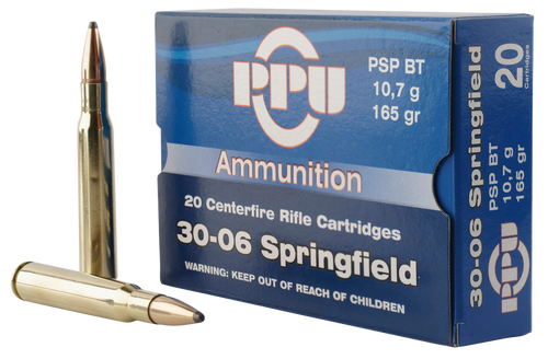 PPU Standard Rifle 30-06 Springfield 165gr, Pointed Soft Point, 20rd Box