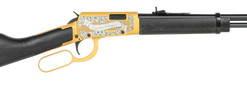 Rossi Rio Bravo Ronald Reagan 22 LR, 18" Barrel, Engraved Gold, Black Stock, Drift Adj Front, Buckhorn Rear, 15rd