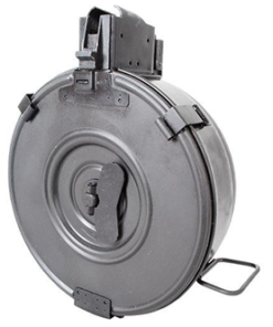 RWB AK-47 7.62x39mm Drum Mag, Steel, Hinged, Black, 75rd