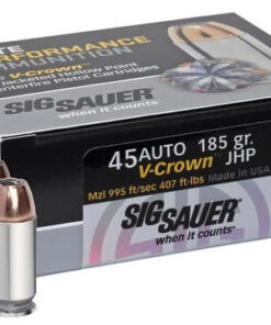 Sig Sauer Ammo 45 ACP 185Gr Elite V-Crown JHP 20rd Box