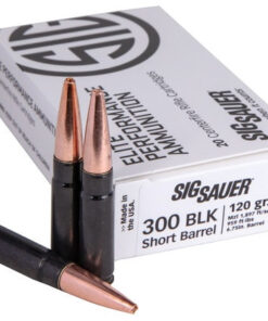 Sig Sauer Ammo Elite 300 Blackout 120gr, SBR Solid Copper, Black Case, 20rd Box