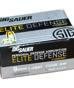 Sig Sauer Ammo Elite 9mm, 115gr, V-Crown JHP, 20rd Box