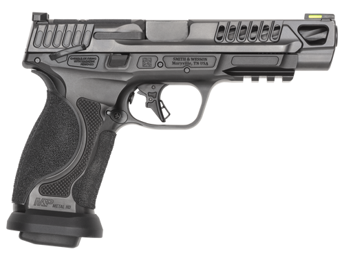 Smith & Wesson M&P M2.0 Competitor Heavy Duty 9mm, 5" Spiral Fluted Barrel, Thumb Safety, Armornite Black, Front Hiviz Night, Black Rear, Optics...