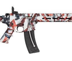 Smith & Wesson M&P15-22 Sport 22 LR, 16.5" Carbon Steel Barrel, Threaded 1/2X28, A2 Flash Hider, Cerakote Red, White and Blue Flag, CAR Stock