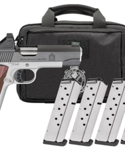 Springfield 1911 Ronin AOS Optic Gear Pac 9mm 4.25" Match Grade Barrel, Blued Serrated Slide, Crossed Cannon Wood Laminate Grip, Viridian RFX-11...