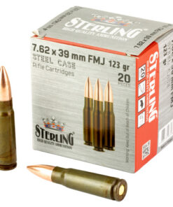 Sterling 7.62x39mm 123gr, Full Metal Jacket, Steel Case, 20rd Box