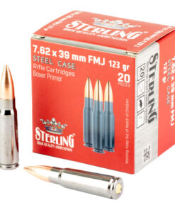 Sterling Steel Case Select 7.62x39mm, 123gr, Full Metal Jacket, Steel Cased, 20rd Box