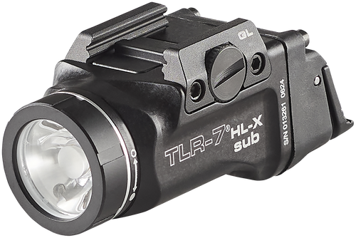 Streamlight TLR-7 HL-X Sub, Weaponlight, Fits GLOCK 43X/48, 1,000 Lumens with SL-B9 Battery, 30 Minute Run Time, Matte Finish, Black with Silver Ring