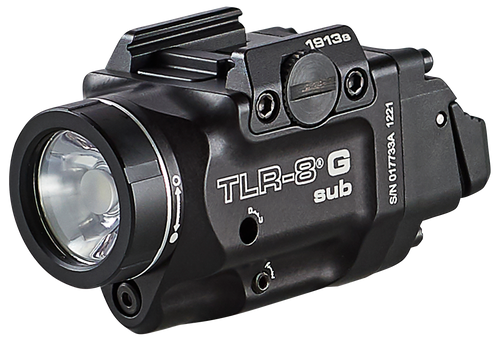 Streamlight TLR-8 G Sub, White LED with Green Laser, For 1913 Short Models, 500 Lumens, Anodized Finish, Black, Includes (1) CR123a Battery, Low...