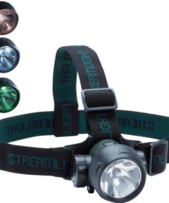 Streamlight Trident with (2) White and (1) Green LED with alkaline batteries. Rubber & Elastic straps. Green
