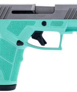 Taurus GX2 9mm, 3.38" Barrel Length, Matte Finish, Cyan and Silver, Manual Safety, White Dot Front Sight with Drift Adjustable Rear Sight, 13rd, 2...