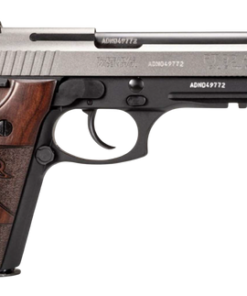 Taurus PT92 9mm, 5" Barrel, Tungsten Gray, Serrated, Black Cerakote, Beavertail, Picatinny Rail, Altamont Wood Grip, 17rd