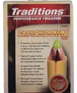 Traditions Black Powder Smackdown SST Muzzleloading Bullet With Sabot .50 Caliber/.45 Diameter 250 Grain 30 Per Pack