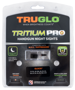 TRUGLO Tritium Pro Brite Site Day / Night Sight Set Fits Glock M.O.S. 17/19/34/35/45, Front Sight Color Green Orange Focus Lock Ring, Rear Sight...
