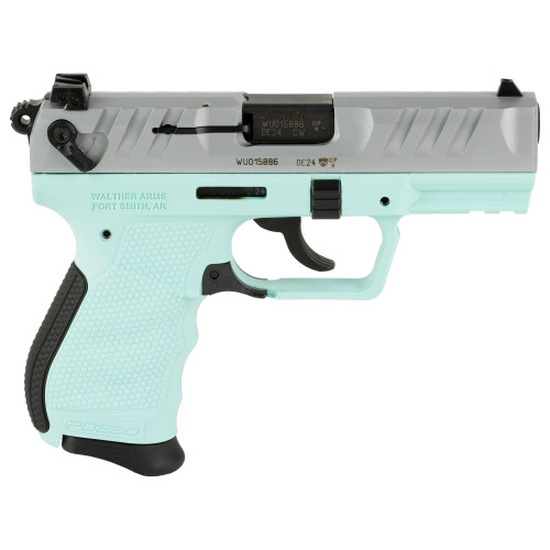 Walther PDP 380 ACP, 3.7" Barrel, Angel Blue Frame, Nickel Slide, Manual Safety, 9rd