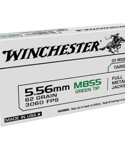 Winchester M855 5.56mm 62gr, FMJ, Green Tip, 20rd Box