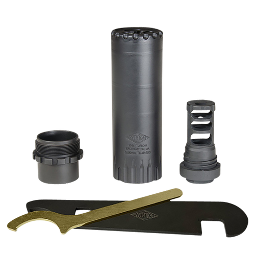 Yankee Hill Turbo K RB Suppressor 5.56x45mm NATO, 4.90" L, Black Stainless, Phantom QD Adapter, 1/2"-28 tpi Muzzle Brake
